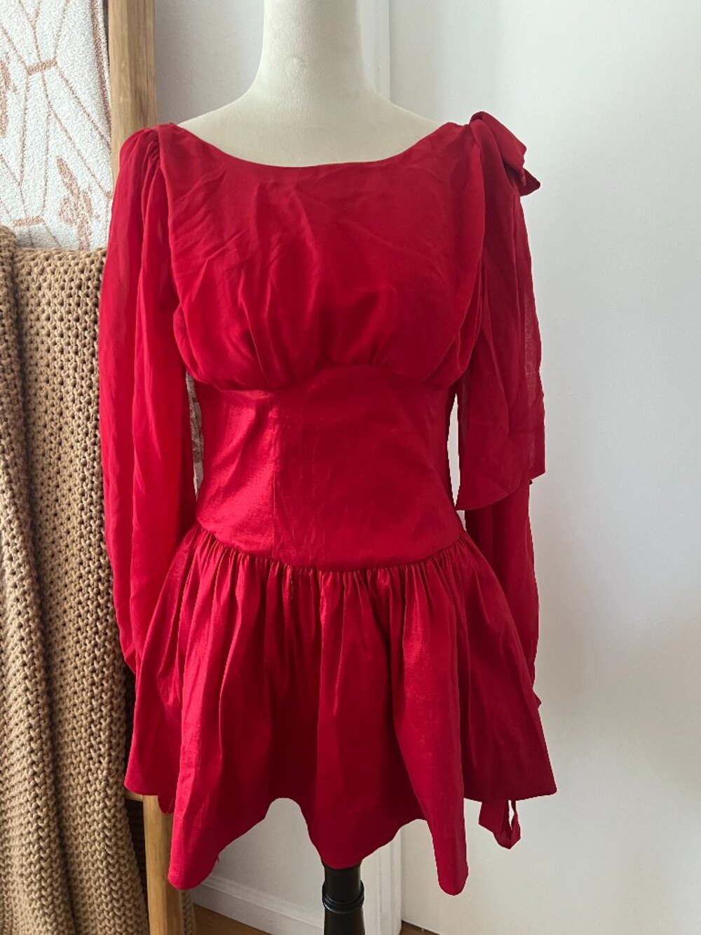 NWT For Love & Lemons Lucia Mini Dress Red Size L — $269 Retail